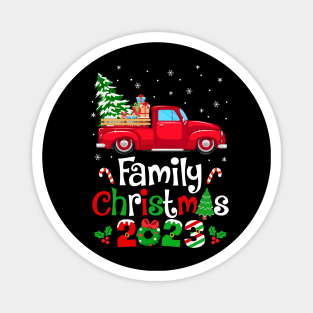 Family Christmas 2023 Truck Tree Squad Matching Xmas Team Magnet